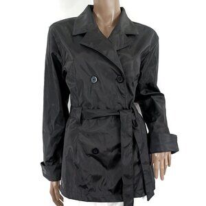 VOICE Trench Coat Jacket Y2K Belted Shiny All Weather M